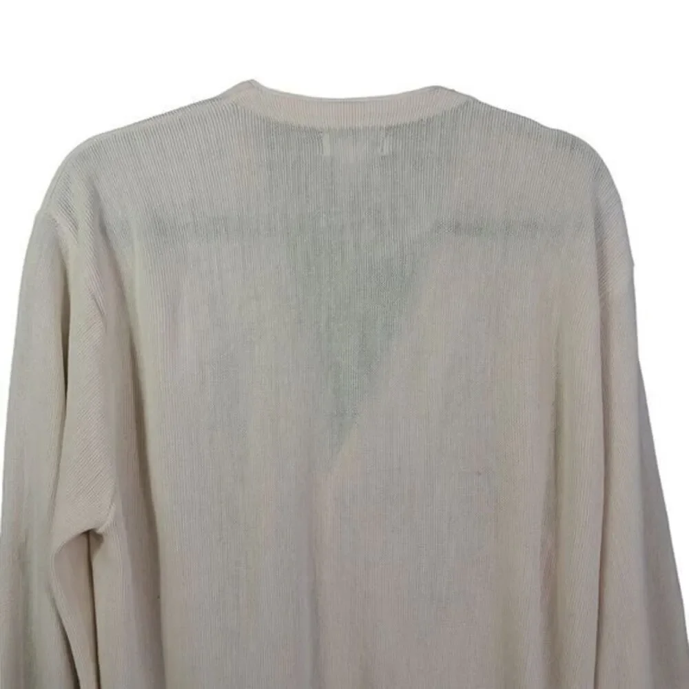 Vintage Izod Cardigan Sweater Men's‎ Large Cream Embroidered Logo 90s USA